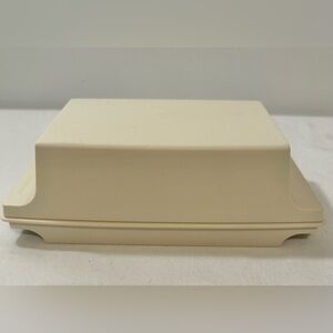 Vintage Tupperware Double 2 Stick BUTTER DISH Container Holder #1512-3 Almond